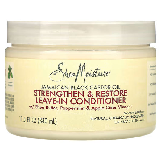 Shea Moisture, بلسم بدون شطف لتقوية وترميم الشعر بزيت الخروع الأسود الجامايكي (312 جم)