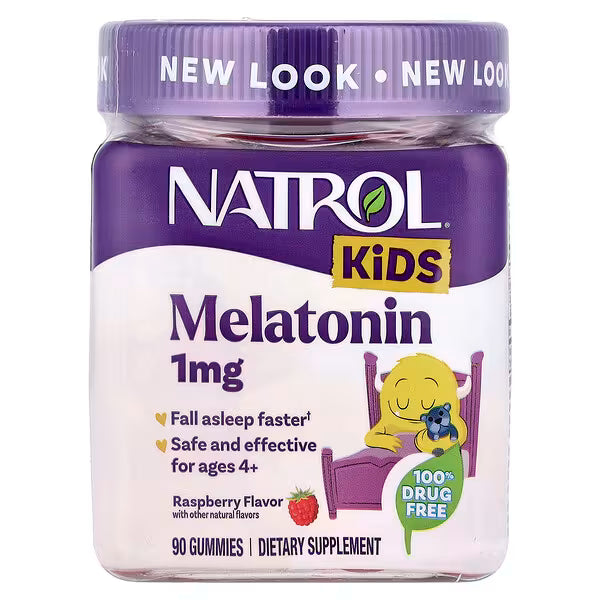Natrol, Melatonin Gummies for Kids, 1mg, Raspberry flavor, 90 gummies