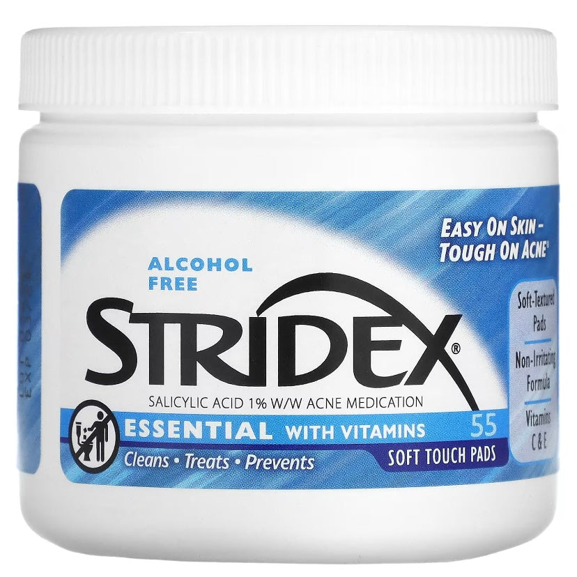 STRIDEX, القضاء على حب الشباب بخطوة واحدة، بدون كحول، ٥٥ قطعة قطنية